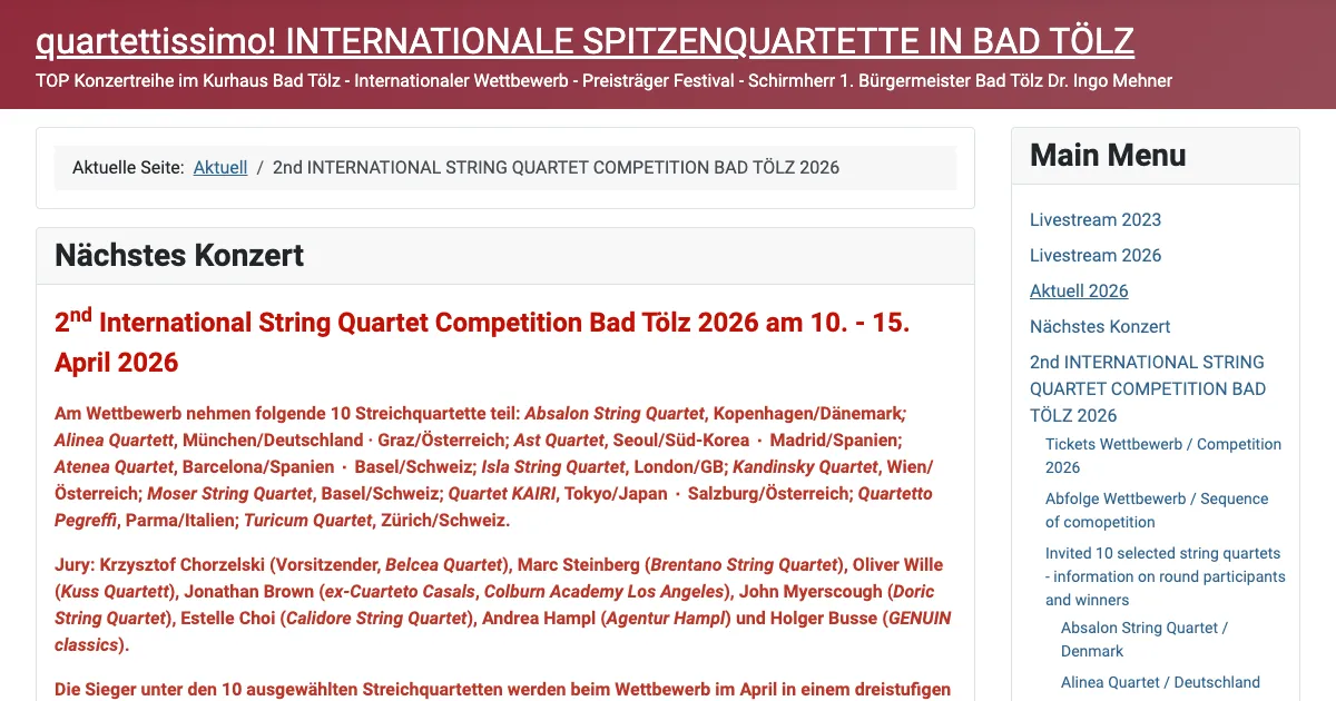 第2回バート・テルツ国際弦楽四重奏コンクール 公式サイト