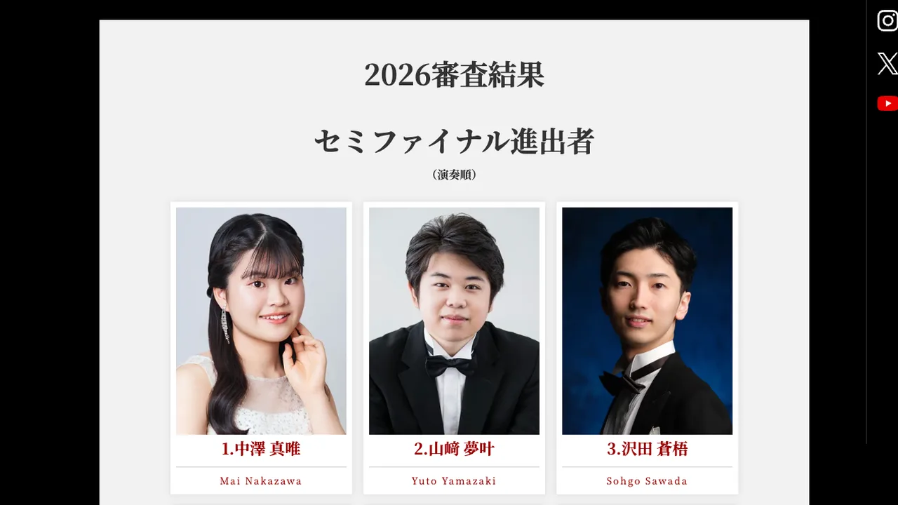 ピティナ・ピアノコンペティション特級 セミファイナル進出者6名