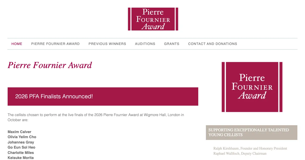 ピエール・フルニエ賞（Pierre Fournier Award）公式サイト